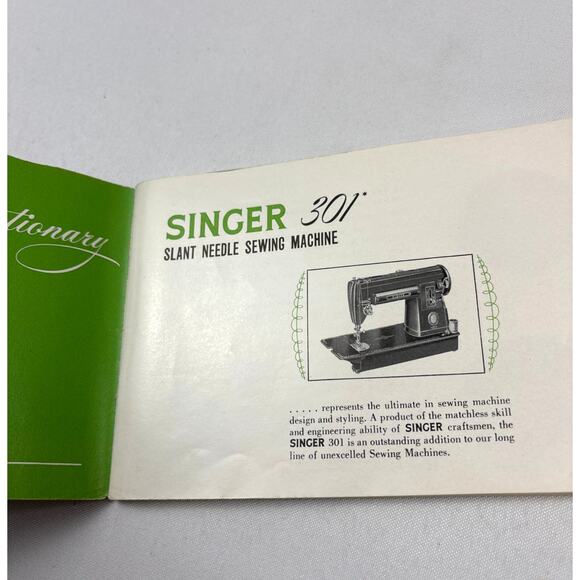 SINGER 301 Sewing Machine Original Owners Manual 5"X7" Staple-bound Collectible - Picture 2 of 10